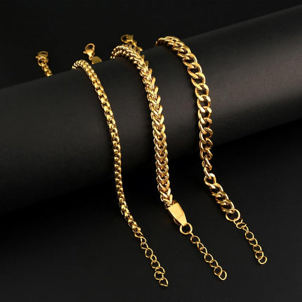 Silver and Gold Bracelet for Men, Cuban Chain Bracelet Set Water Proof Stainless Steel Bracelet for Him, Adjustable Gold Link Men Braclet as Easter Basket Stuffers for Boyfriend, Dad and Son