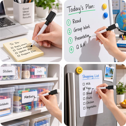 72 Pcs Black Magnetic Dry Erase Markers, Fine Point, Eraser Cap