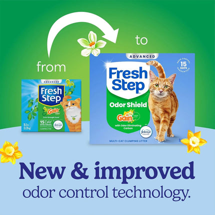 Fresh Step Advanced Odor Shield Multi Cat Clumping Litter with Febreze Freshness, Low Dust, Odor Control with Ammonia Block Tech, Compatible in Automatic Litter Boxes, 37 lb. (2 x 18.5 lb.)