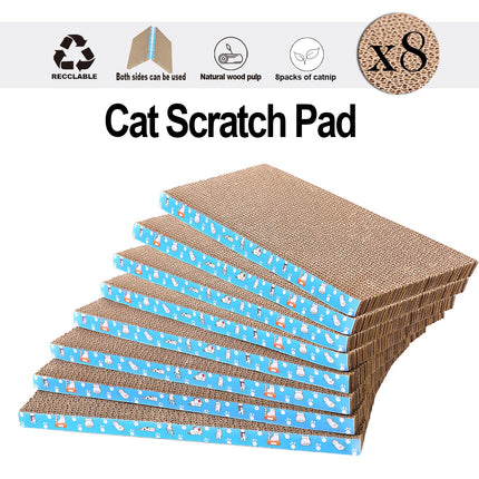 8 Packs in 1 Cat Scratch Pad, Cat Scratcher Cardboard,Reversible,Durable Recyclable Cardboard, Premium Scratch, Suitable for Cats to Rest, Grind Claws and Play (0.8" H(8 Packs))