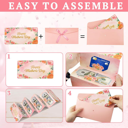 Mother's Day Money Envelope with 6 Cash Slots DIY Money Holder Surprise Cash Gift Holder for Mom