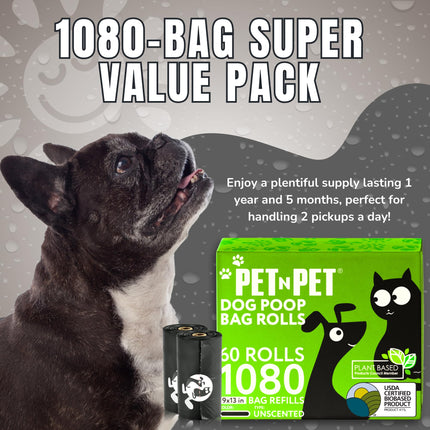 Dog Poop Bags Rolls, 1080 Count, Large, Leak Proof, Unscented - photo 4