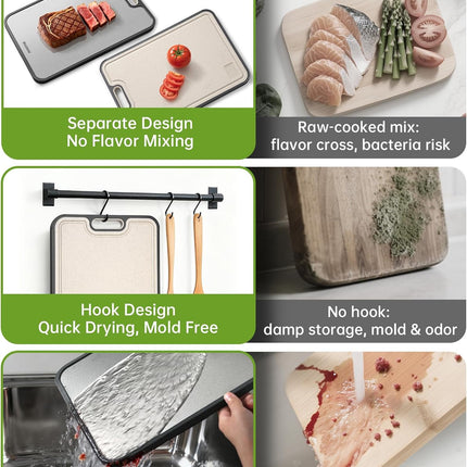 Stainless Steel Cutting Boards for Kitchen, Non Toxic 2-in-1 Cutting Board Double Sided, Food Grade Chopping Boards for Fresh Meat Vegetable, Easy to Clean Large Size 16”×11”