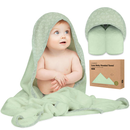 Hooded Baby Towel for Newborn, Baby Bath Towels (Frog, 35x35)