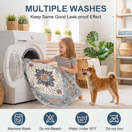 Washable Pee Pads for Dogs,Great Urine Absorbent Reusable Puppy Training Pads,Waterproof,Leak-Proof & Non-Slip Potty Pads for Whelping,Crate，Playpen，Bed.(Green Floral, 18" x24" )