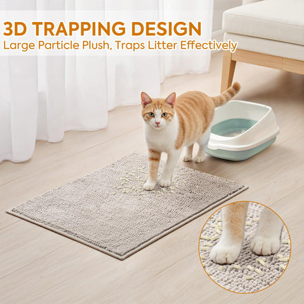 Soft Chenille Cat Litter Box Mat, Ultra Absorbent, 36'' x 30''