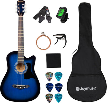 38 inch blueburst beginner acoustic guitar kit,bundle with a strap