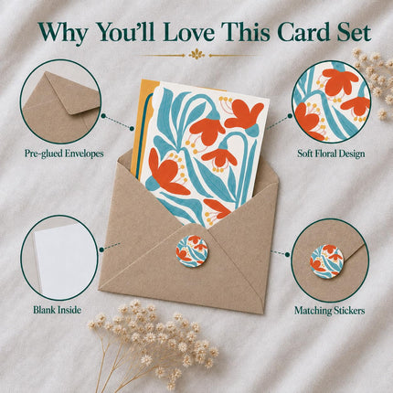 Blank Cards with Envelopes, Modern Abstract Flowers 50 Pack - photo 7