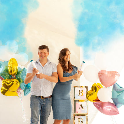 Gender Reveal Confetti Cannon, Biodegradable Blue Powder, 2 Pack