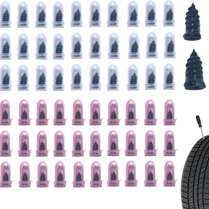 60 PCS Tire Repair Rubber Nail, Vacuum Tire Repair Kits Spiral Rubber Screws, Fast Self-Service Tool for Car, Truck, Motorcycle, Tractor Tire Puncture Repair (Black)