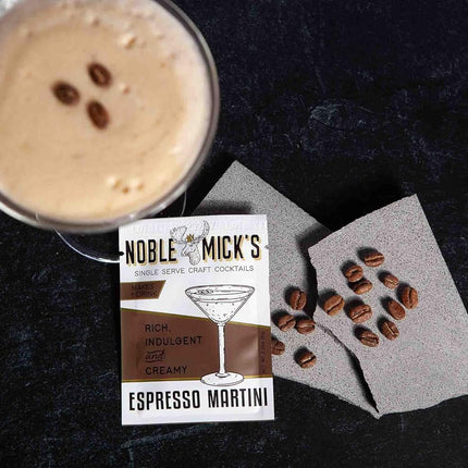Noble Mick's Single Serve Craft Cocktails - Espresso Martini Drink Mix (Bundle of 6 Packets) - 25 Calories