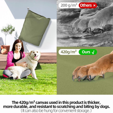 Sytopia 42 Inch Indestructible Canvas Outdoor Dog Bed for Extra Large Dogs, Chew Proof Waterproof Pet Bed with Machine Washable Removable Cover, Durable Indoor Patio Pet Pad for Crate, Green
