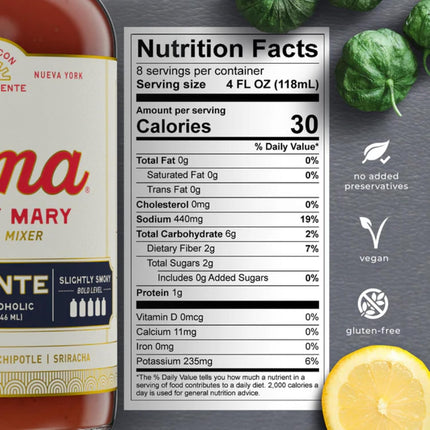 Toma Bloody Mary Mix, Premium Cocktail Mixers for Simple At-Home Hosting for Brunch and Events, All-Natural, Gluten Free, Vegan, No Added Preservatives, PICANTE/CLASICO 32oz (Spicy/Medium), Pack of 2
