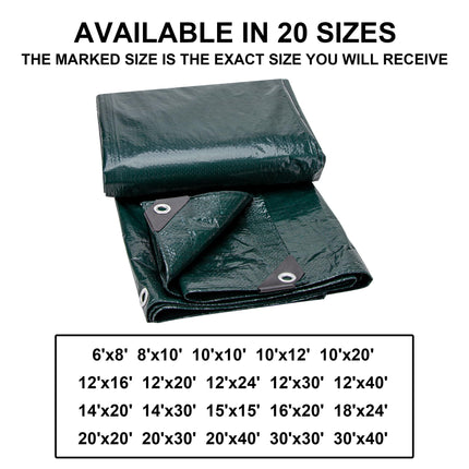 8x10Ft Multipurpose Waterproof Poly Tarp Cover 8 Mil, Green