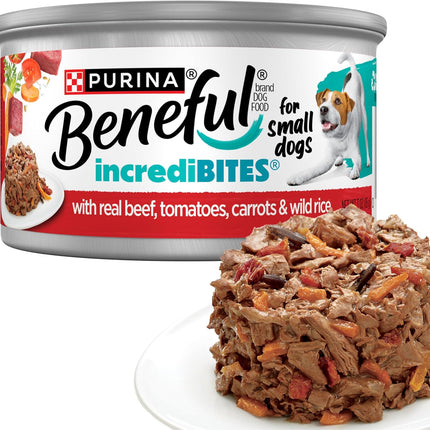Purina Beneful Small Breed Wet Dog Food in Gravy, IncrediBites With Real Beef - (Pack of 12) 3 oz. Cans
