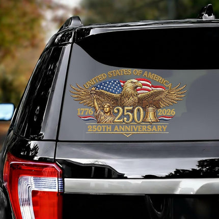 2Pcs 250 Anniversary USA Stickers, American Eagle 1776–2026 Vinyl for Car, Truck, Window, Laptop, 250 Years American Independence, 250th Anniversary Window Decal, 250 Anniversary USA Merchandise