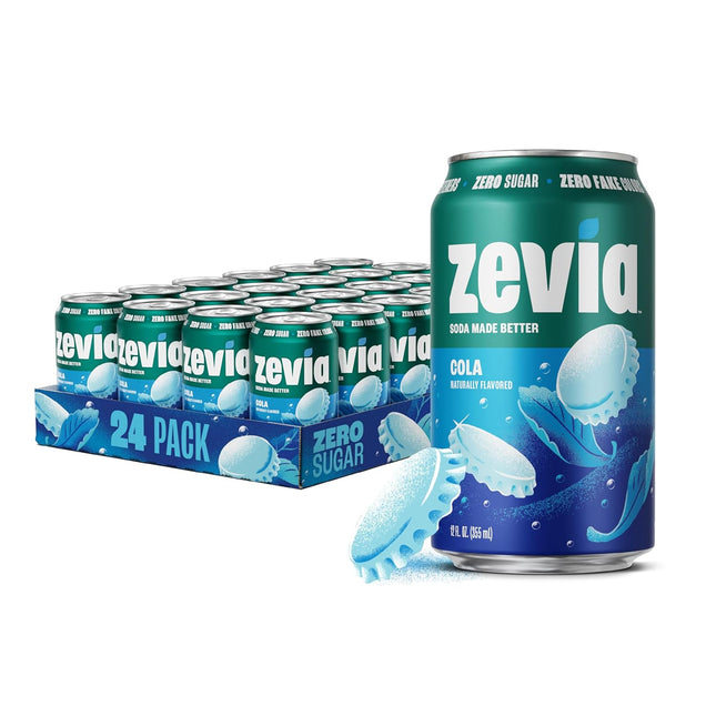 Zero Sugar Soda, Cola, 12 oz Cans (24-Pack) – Naturally Sweetened, Zero Calorie Sugar Free Soda - Non-GMO Project Verified, Gluten-Free, Vegan