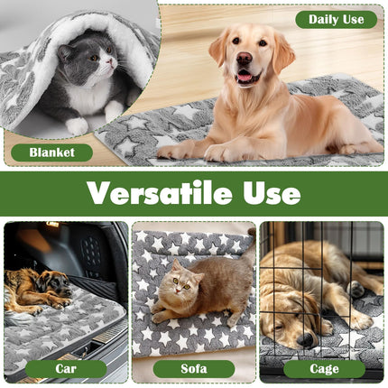 4 piezas de tapete para cama de perro, reversible, lavable a máquina, para jaula, para perros pequeños, medianos y grandes (16 x 24 x 1.2 Inch, gris)