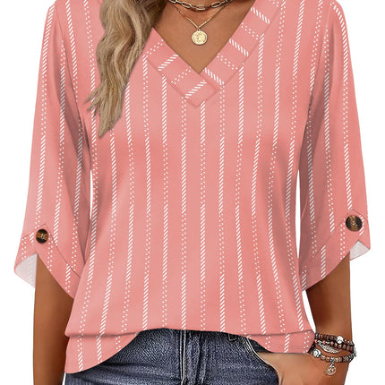 3/4 Length Sleeve Womens Tops Dressy Casual Blouses V Neck T Shirts Summer Tops Spring Outfits Loose Fit