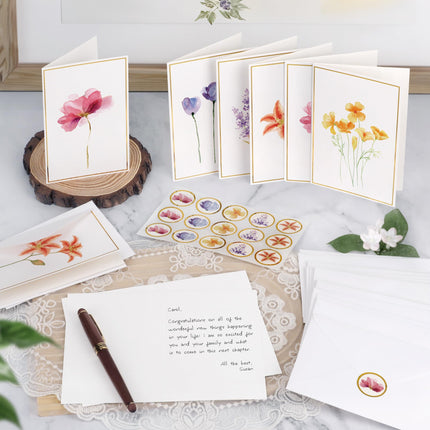 Blank Cards, 30 Blank Greet Cards, Gold Foil Blank Note with Envelopes