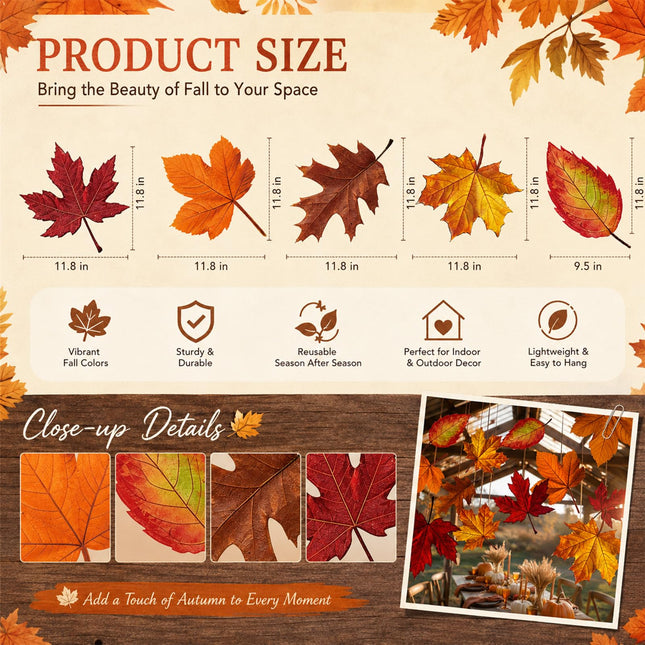 20 Pcs Large Fall Thanksgiving Maple Leaf Hanging Decoration
