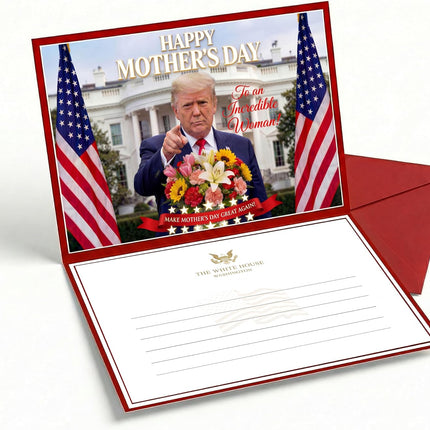 Funny Trump Mother’s Day Greeting Card - Make Mother’s Day Great Again Gift for Mom, Wife & Grandma - Premium 5x7 Presidential Style Stationery with Red Envelope