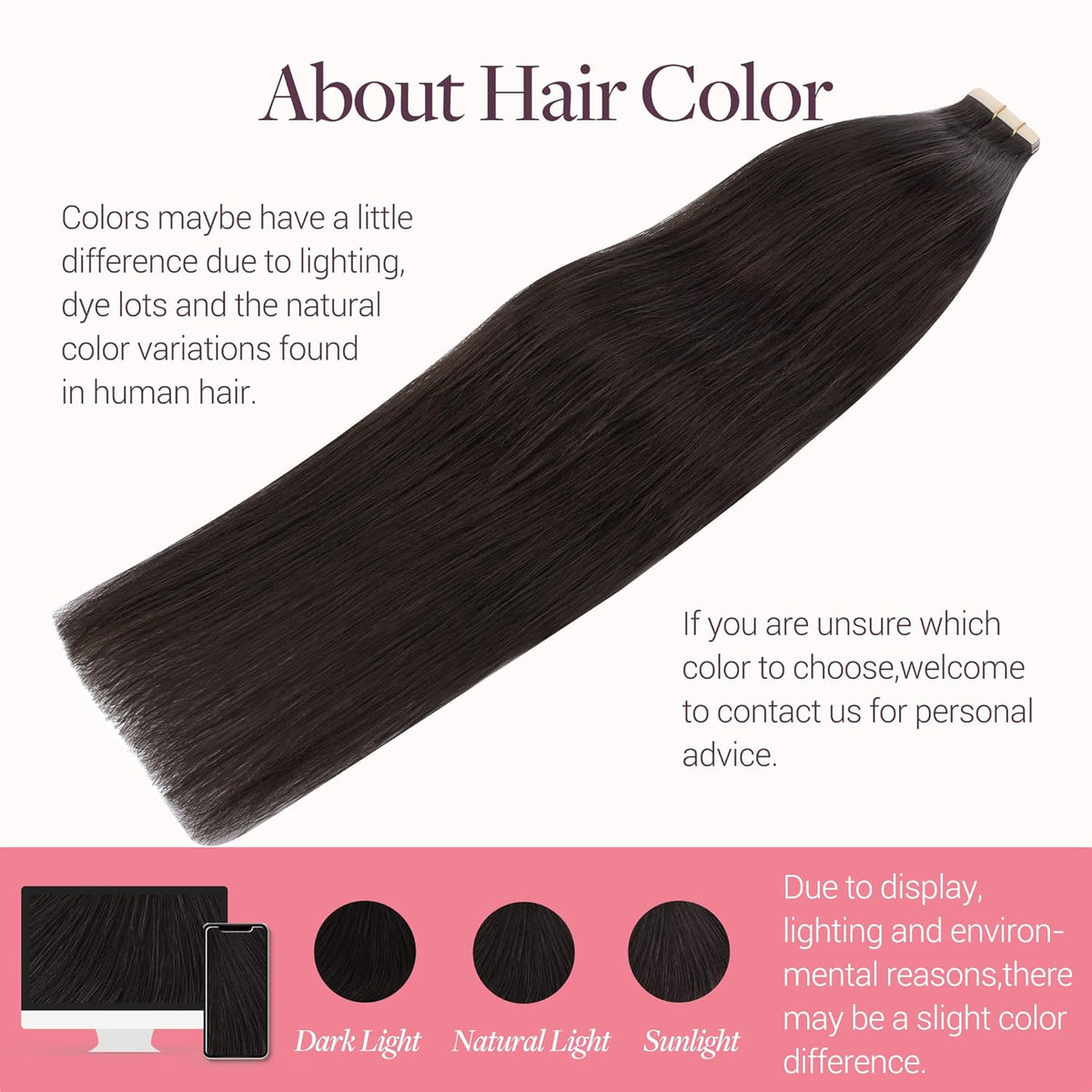 Tape-In Human Hair Extensions, Dark Brown, 20 Inch, 50g, 20 Pieces - photo 4