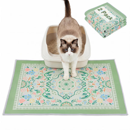 Cat Litter Mat, 2 Pack 33" x 22" Machine Washable for Litter Boxes