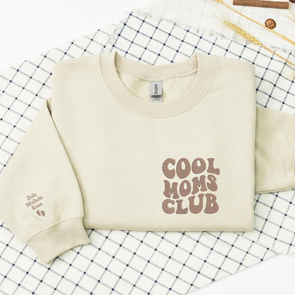 Custom Cool Moms Club Embroidered Sweatshirt with Kids Names – Thoughtful Gift for Mothers Day Birthday Christmas