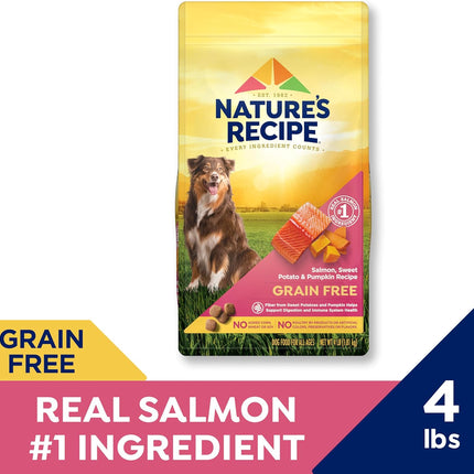 Nature's Recipe Grain Free Dry Dog Food, Salmon, Sweet Potato & Pumpkin Recipe, 4 lb. Bag