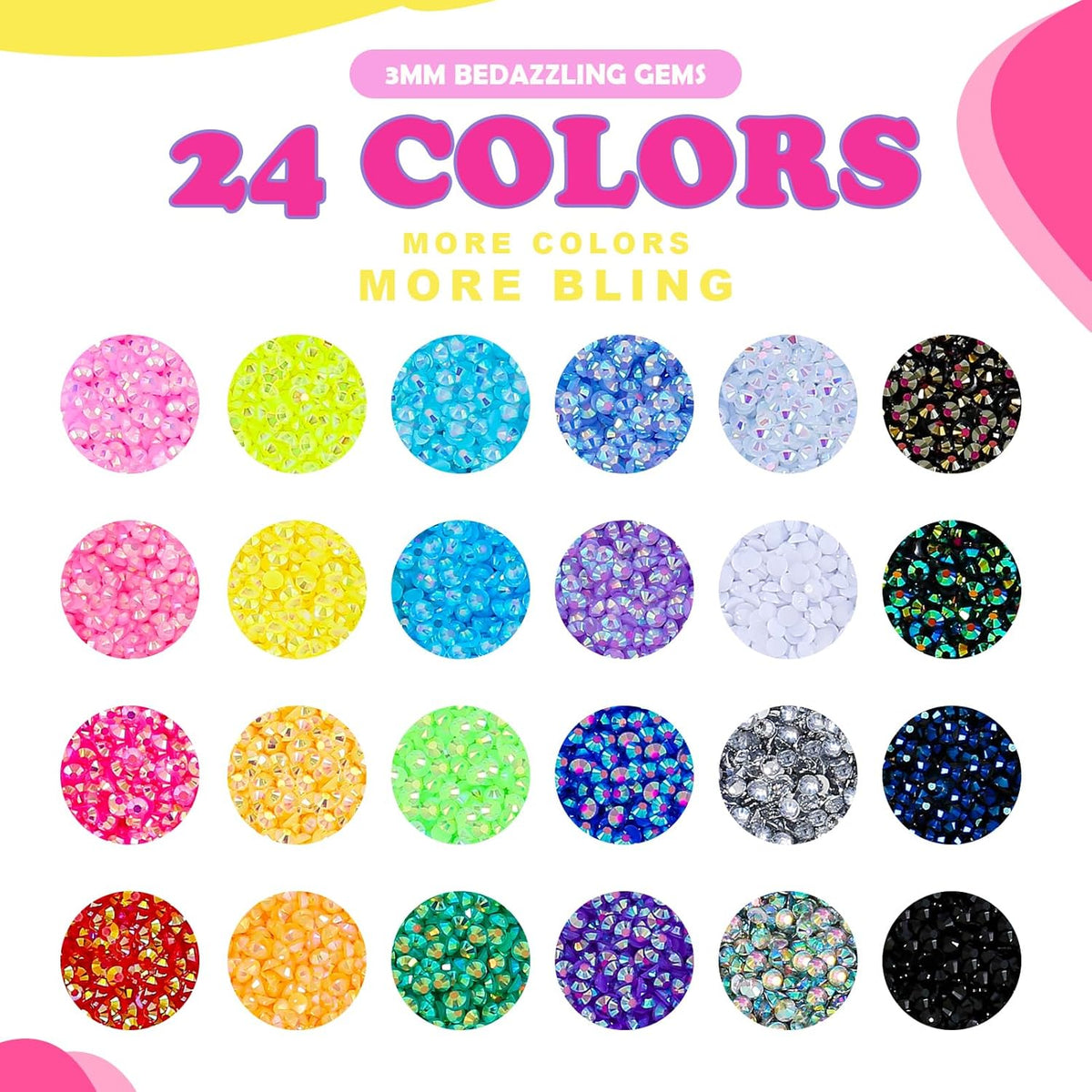 Bedazzler Kit, 30000Pcs 3mm Flatback Resin Rhinestones for - photo 2