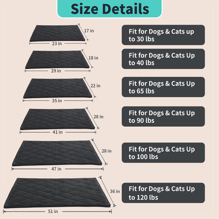 Dog Bed - Chew Proof Crate Pad, Machine Washable Quilted Mat for Aggressive Chewers, Durable for Medium Dogs, Black Kennel Pad (22x35 in)