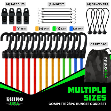 Bungee Cords with Hooks (28-Piece) - Heavy Duty Outdoor Assorted - photo 2