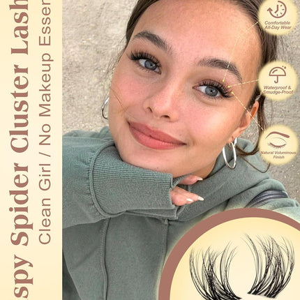 Spider Lash Clusters Wispy Eyelash Clusters Natural Breeze Lashes Cluster Venus Cluster Eyelash Extensions D Curly Cosplay Individual Lashes with Invisible Band DIY at Home 8-16mm by zenotti