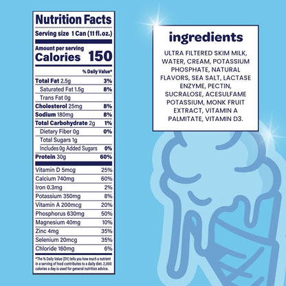 30g Protein Ultra-Filtered Vanilla Milk Shake, Lactose Free - 11 fl oz, 10 Cans - photo 2