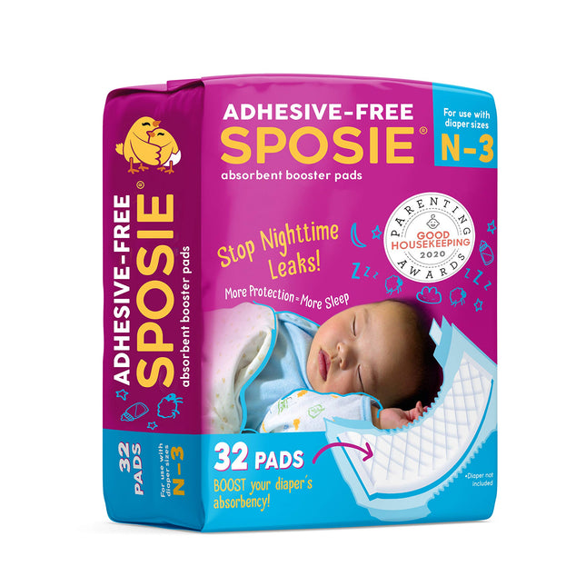 Sposie Overnight Diaper Booster Pads, Size N-3, 32 Ct