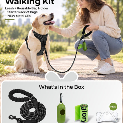 Correa de cuerda para perros medianos y grandes, 6 FT con mango acolchado, negro