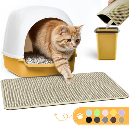 Cat Litter Mat, 23.2 x 14.6 in, Waterproof, Non-Slip, Grey