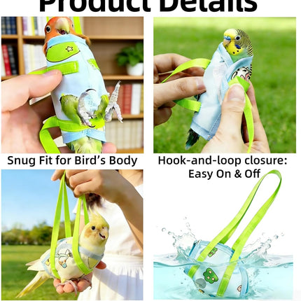 Small Bird Sling Carrier Bag, Parrot Restrained Vest Escape Resistant Bird Carrier Harness for Budgie, Cockatiel, Green-cheeked Conure (Small)