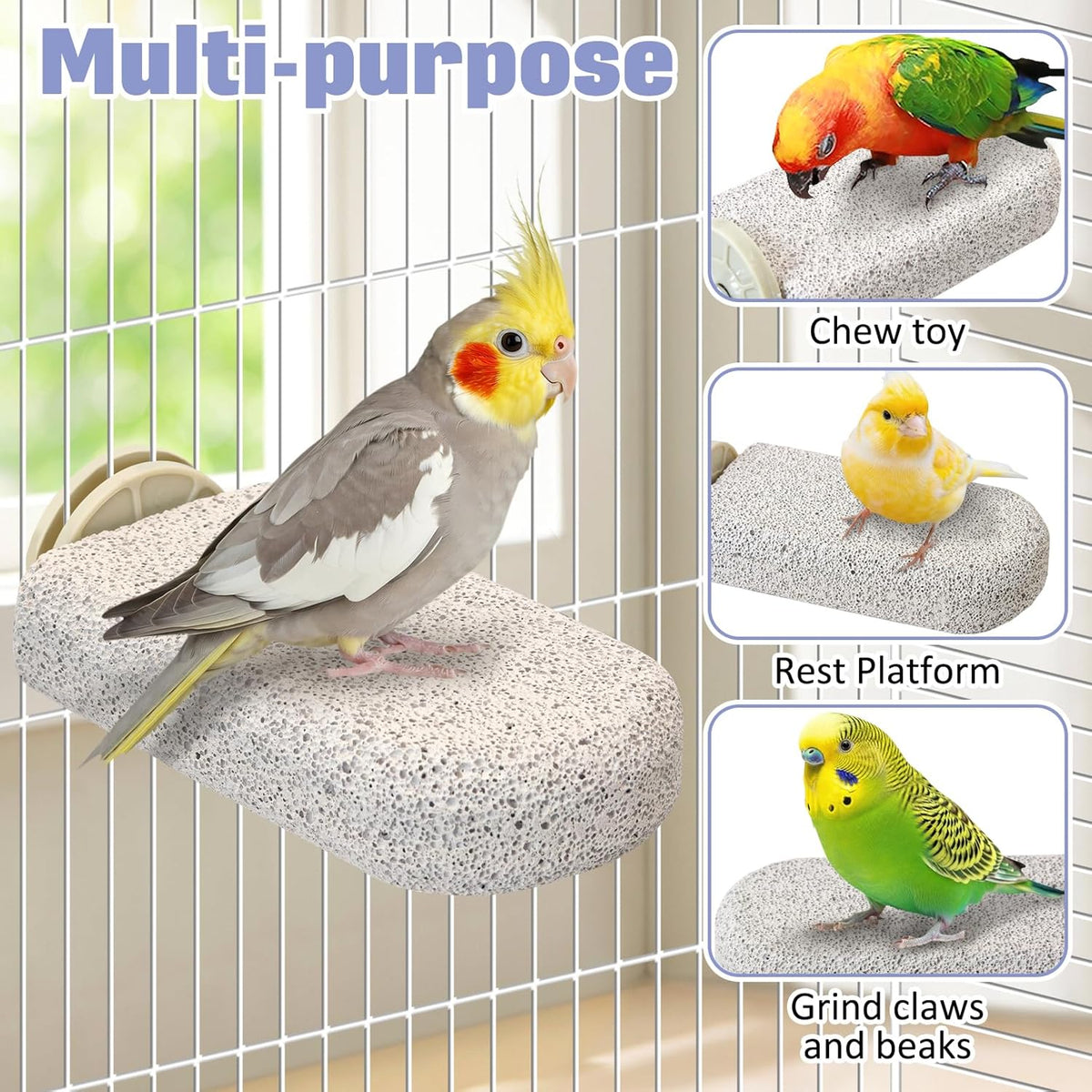 4 Pcs Large Natural Parrot Beak Grinding Stone Parakeet Chew Toy Calcium Parrot Perch Stand Bird Cage - photo 5