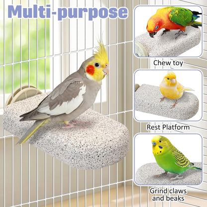 4 Pcs Large Natural Parrot Beak Grinding Stone Parakeet Chew Toy Calcium Parrot Perch Stand Bird Cage - photo 5
