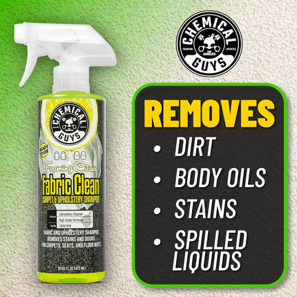 Chemical Guys Foaming Citrus Fabric Clean Carpet & Upholstery Cleaner, Ready To Use, Sprayable 16 fl oz, Citrus Scent + Total Interior Cleaner and Protectant, 16 fl oz