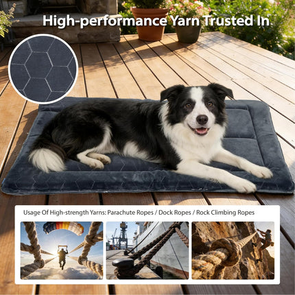 Chew Proof Dog Mat - Indestructible Durable Kennel Mat for Aggressive Chewers, Machine Washable, Chew Proof Dog Crate Pad with Reinforced Corners, Indoor Use for Medium Dogs, Grey, 35"x22"