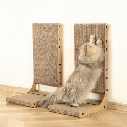 2-Pack L-Shaped Cat Scratching Board, Cardboard, 25.6" Tall (L)