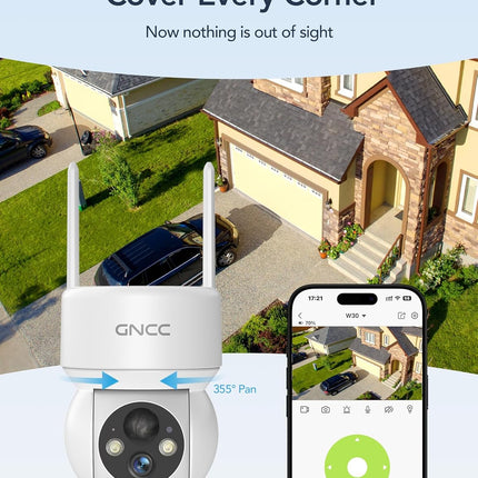 Solar Security Cameras Wireless Outdoor 2.4G WiFi, 360° View, Solar/Battery Powered, AI Human Detection, Color Night Vision, 2-Way Audio, Spotlight Siren Alarm, IP65 Waterproof, SD/Cloud Storage