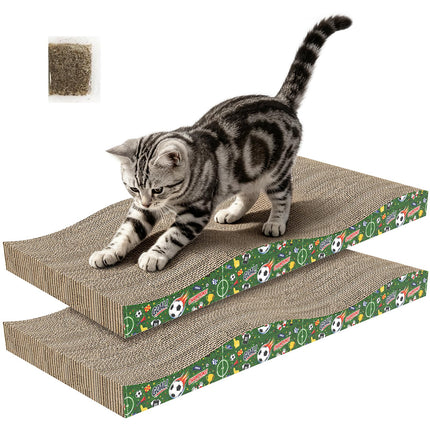 Cat Scratching Board, Corrugate Cat Scratcher with Catnip, 2 Pack