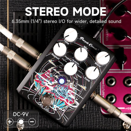 Sky Isle Delay Guitar Pedal – 9 Stereo Delay Types, Tap Tempo, True/Buffered Bypass, Creative Modes