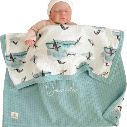 Mouliss Personalized Baby Blanket with Name – Handmade 100% Organic Cotton Newborn Gift | Custom Knit Blanket for Boys, Girls, Kids & Baby Showers