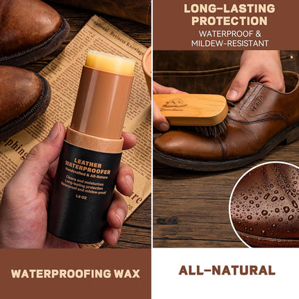 CUTEUP Leather Boot Care Kit – Mink Oil, Saddle Soap for Leather, Shoe Brush, Waterproof Wax, Leather Cleaner and Conditioner