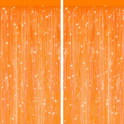 Pastel Pink Metallic Fringe Curtains 2 Pack, Tinsel Backdrop for Parties